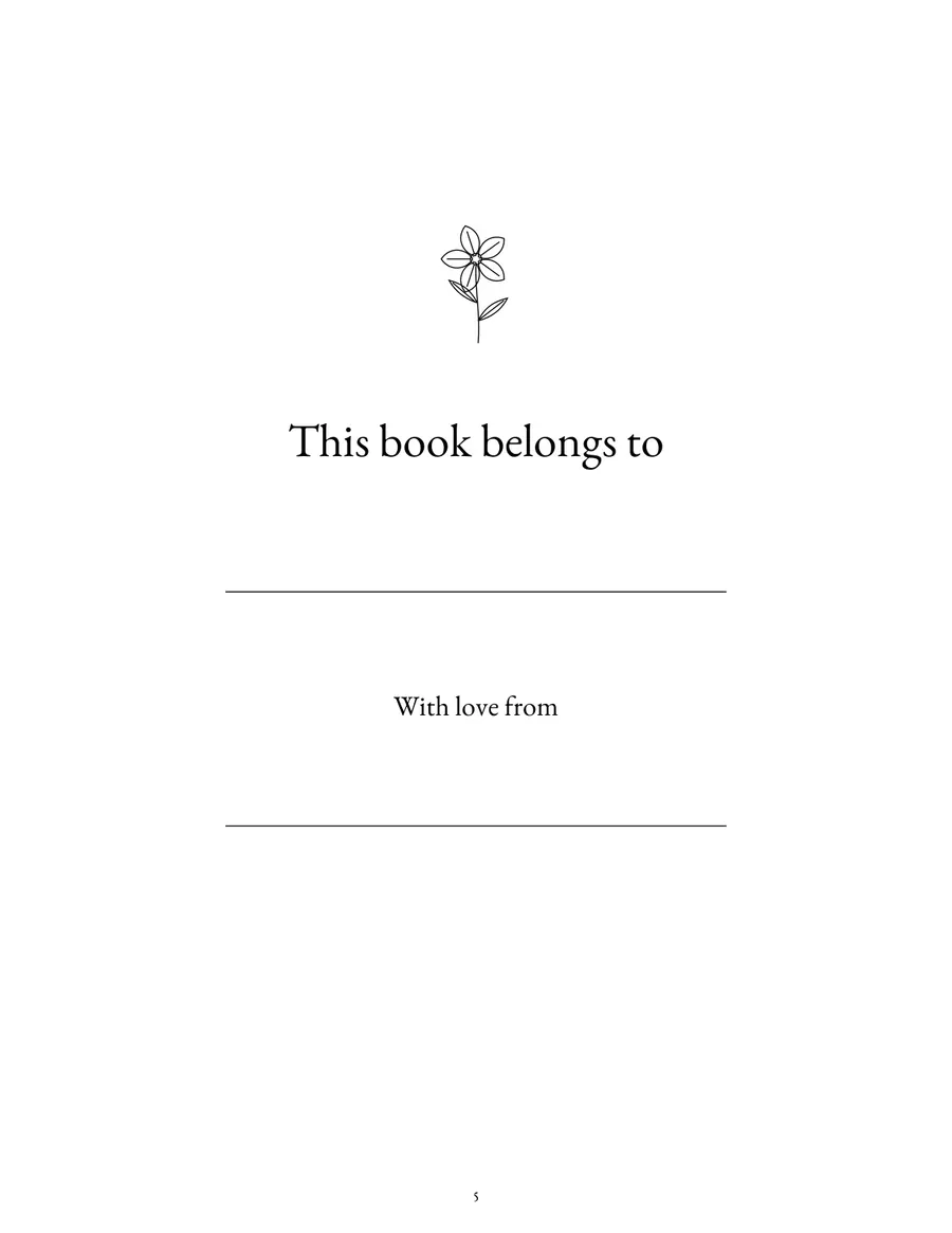Page 5 of The Quiet Garden, showing the bookplate page.